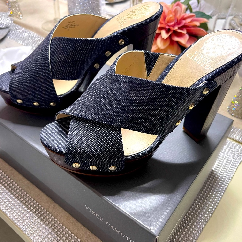 Vince Camuto Denim heels size 8